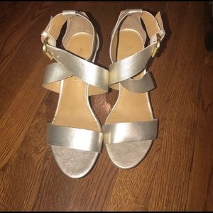 Franco Sarto Gold Strappy Wedges Size 7